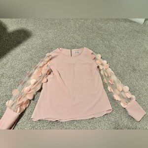 SHEIN Pink Blouse with Sheer Floral Sleeves